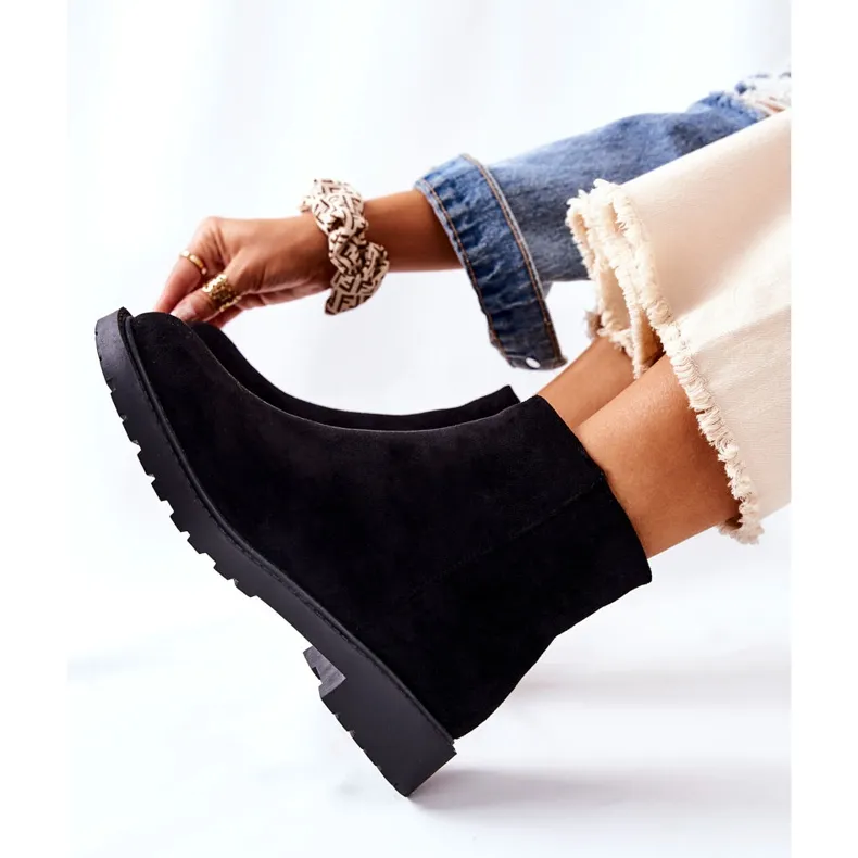 PH1 Zwarte Laurette Chelsea Boots op een platte hak