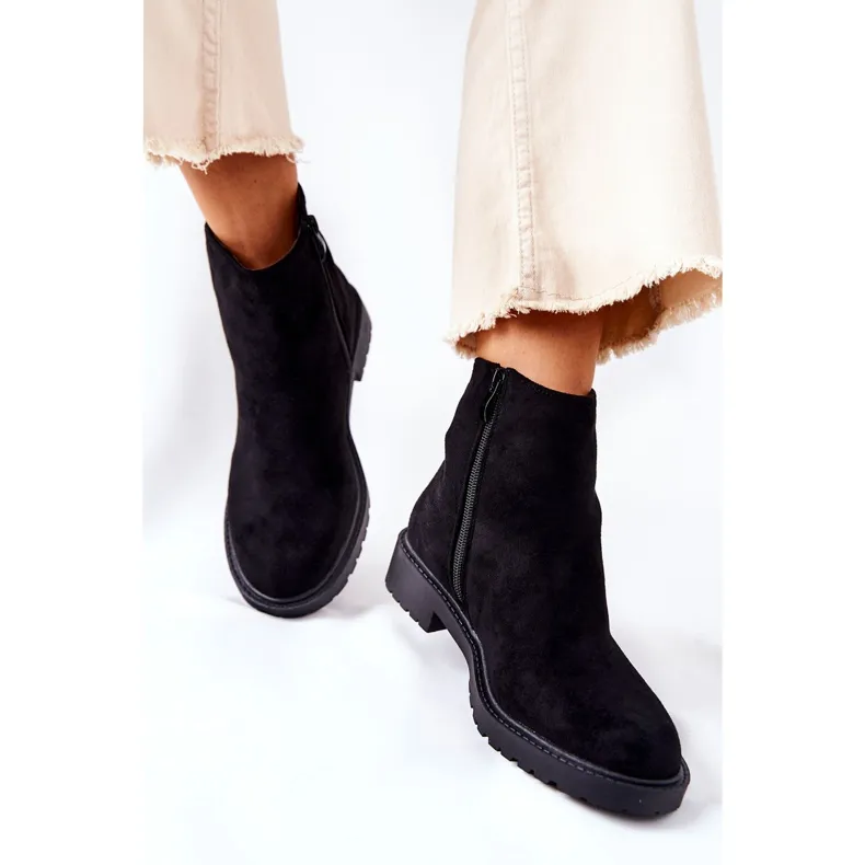 PH1 Zwarte Laurette Chelsea Boots op een platte hak