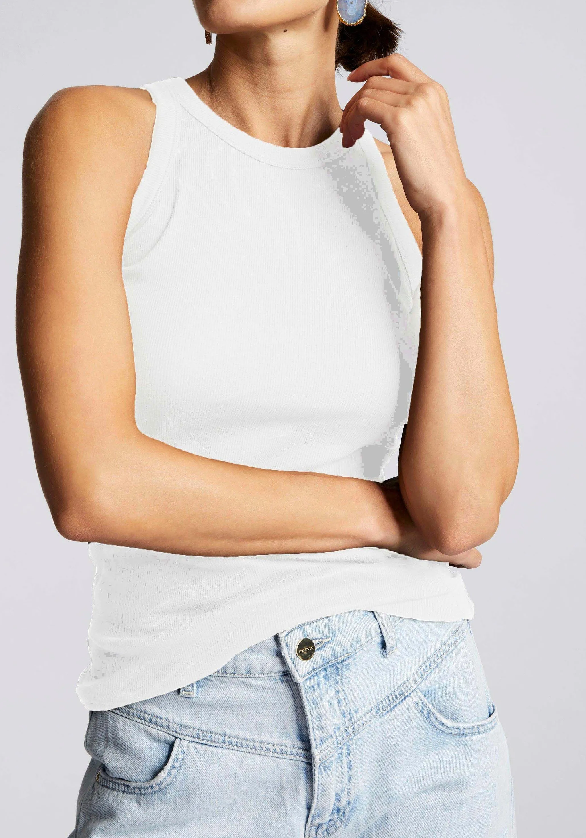 RICH & ROYAL GERIBDE TANKTOP IN GLITTERLOOK